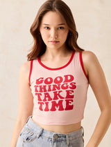 Women's Pink Crew Neck Graphic T-Shirt