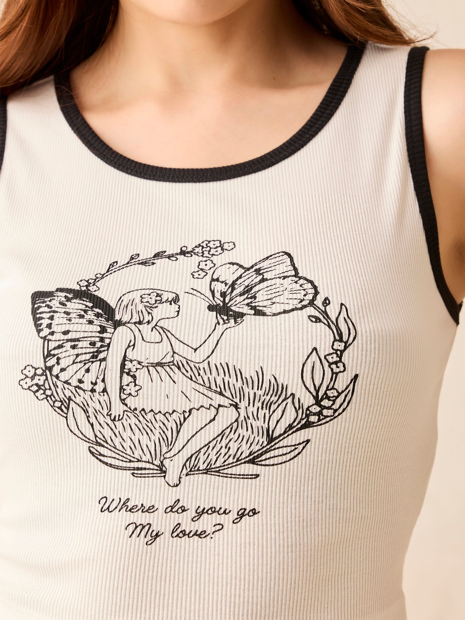 Women's White Crew Neck Graphic T-Shirt