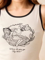 Women's White Crew Neck Graphic T-Shirt