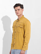 Men's Yellow Casual Solid Full Sleeves Shirt