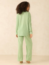 Women's Green Oversized Shirt and Pant Co-Ords Set