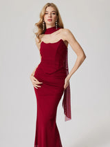 Women's Red Casual Bodycon Solid Sleeveless Dress