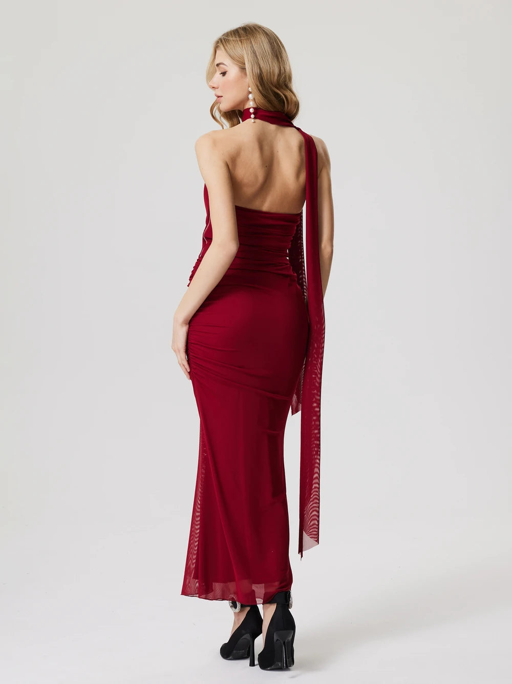 Women's Red Casual Bodycon Solid Sleeveless Dress