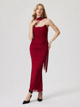 Women's Red Casual Bodycon Solid Sleeveless Dress