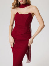 Women's Red Casual Bodycon Solid Sleeveless Dress