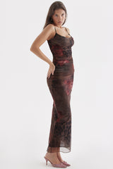 Women's Black Casual Bodycon Printed Sleeveless Dress