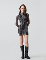 Women's Black Casual Bodycon Printed Full Sleeves Dress