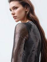 Women's Black Casual Bodycon Printed Full Sleeves Dress