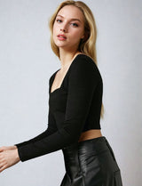 Women's Black Casual Regular Fit Solid Full Sleeves Top