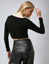 Women's Black Casual Regular Fit Solid Full Sleeves Top