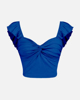 Women's Blue Casual Regular Fit Solid Sleeveless Top