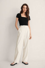 Women's Black Casual Regular Fit Solid Half Sleeves Top