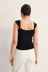 Women's Black Casual Regular Fit Solid Sleeveless Top