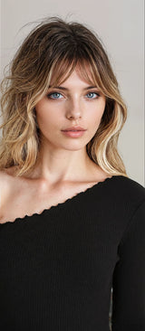 Women's Black Casual Regular Fit Solid One Shoulder Sleeve Top