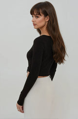 Women's Black Casual Regular Fit Solid Full Sleeves Top