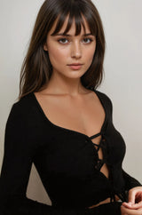 Women's Black Casual Regular Fit Solid Full Sleeves Top