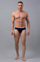Men's Navy Multi Mid-Rise Solid Brief