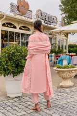 Women's Pink Fusion Regular Fit Embroidered Full Sleeves Kurtas Sets