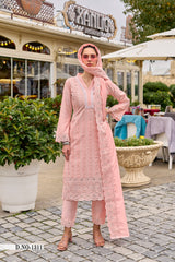 Women's Pink Fusion Regular Fit Embroidered Full Sleeves Kurtas Sets