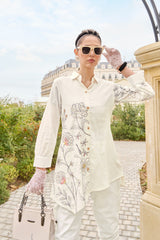 Women's White Work Regular Fit Embroidered Full Sleeves Co-Ord Sets