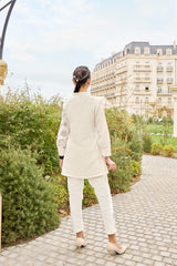 Women's White Work Regular Fit Embroidered Full Sleeves Co-Ord Sets