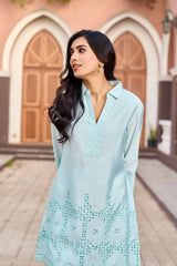 Women's Blue Work Regular Fit Solid Full Sleeves Co-Ord Sets