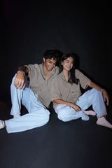 Unisex Brown Casual Regular Fit Solid Full Sleeves Shirt