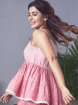 Women's Pink Casual Regular Fit Printed Top