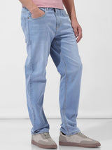 Men's Blue Casual Regular Fit Solid Mid-Rise Jeans