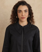 Women's Black Casual Full Sleeves Top