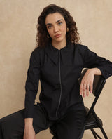 Women's Black Casual Full Sleeves Top