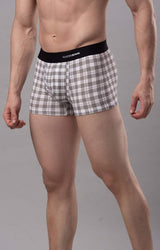 Men's White Checks Mid-Rise Printed Trunk