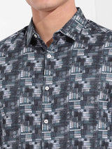 Men's Black Casual Printed Full Sleeves Shirt