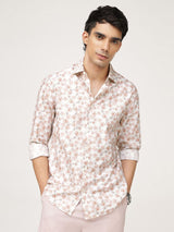 Men's Red Casual Regular Fit Printed Full Sleeves Shirt