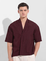 Men's Maroon Casual Solid Half Sleeves Shirt