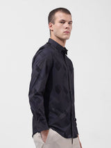 Men's Black Casual Printed Full Sleeves Shirt