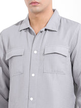 Men's Grey Casual Solid Full Sleeves Shirt