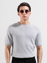 Men's Grey Casual Slim Fit Solid Half Sleeves Tshirt