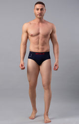 Men's Navy Mid-Rise Solid Brief