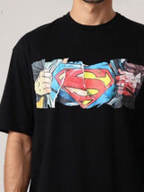 Men's Black Casual Oversized Fit Printed Half Sleeves Tshirt