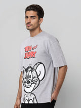 Men's Boxy Tom & Jerry Printed Round Neck Tshirt