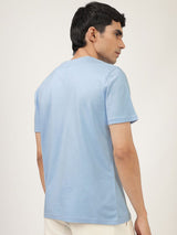 Men's Blue Casual Regular Fit Solid Half Sleeves Tshirt