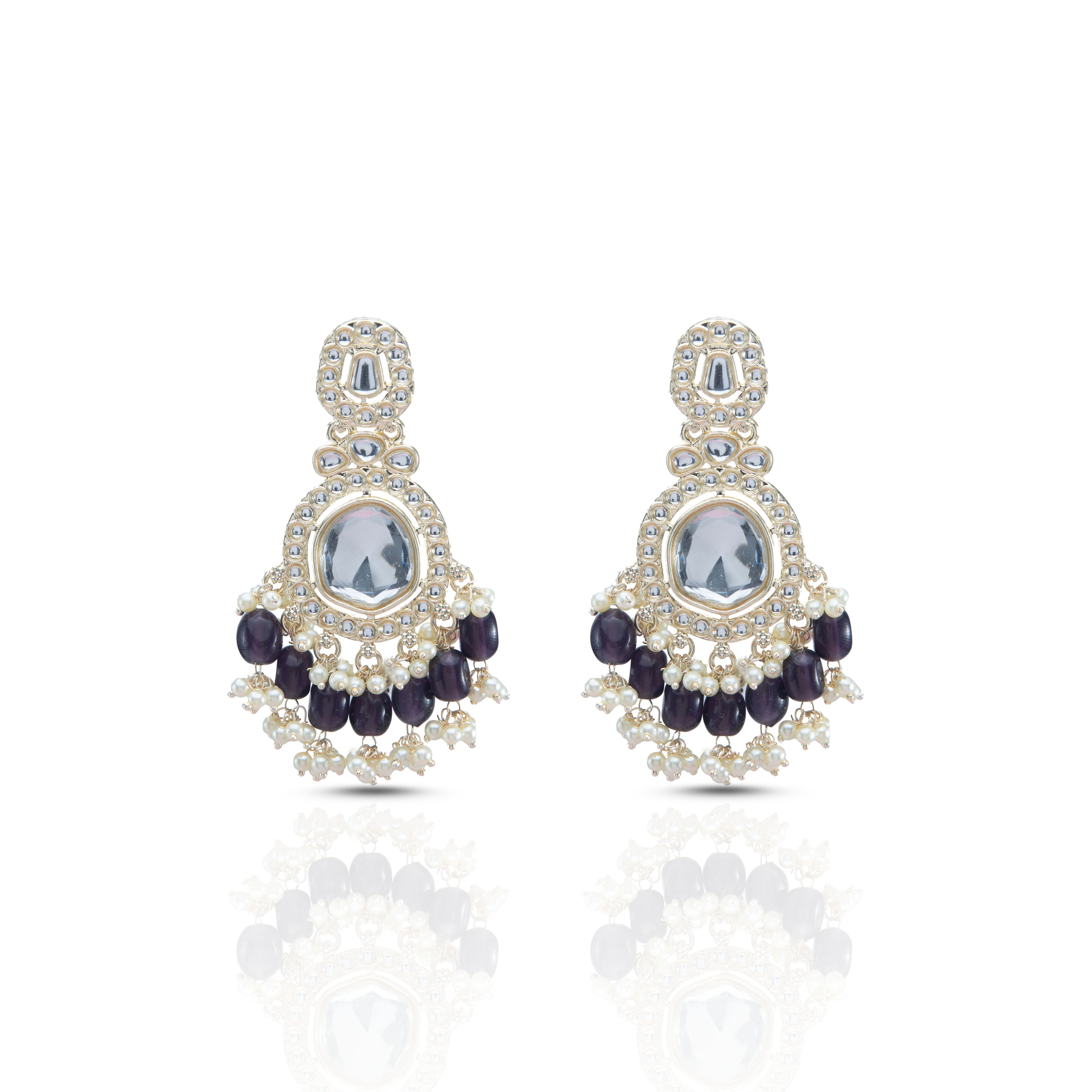 Women's Yashi Plum Kundan Earrings