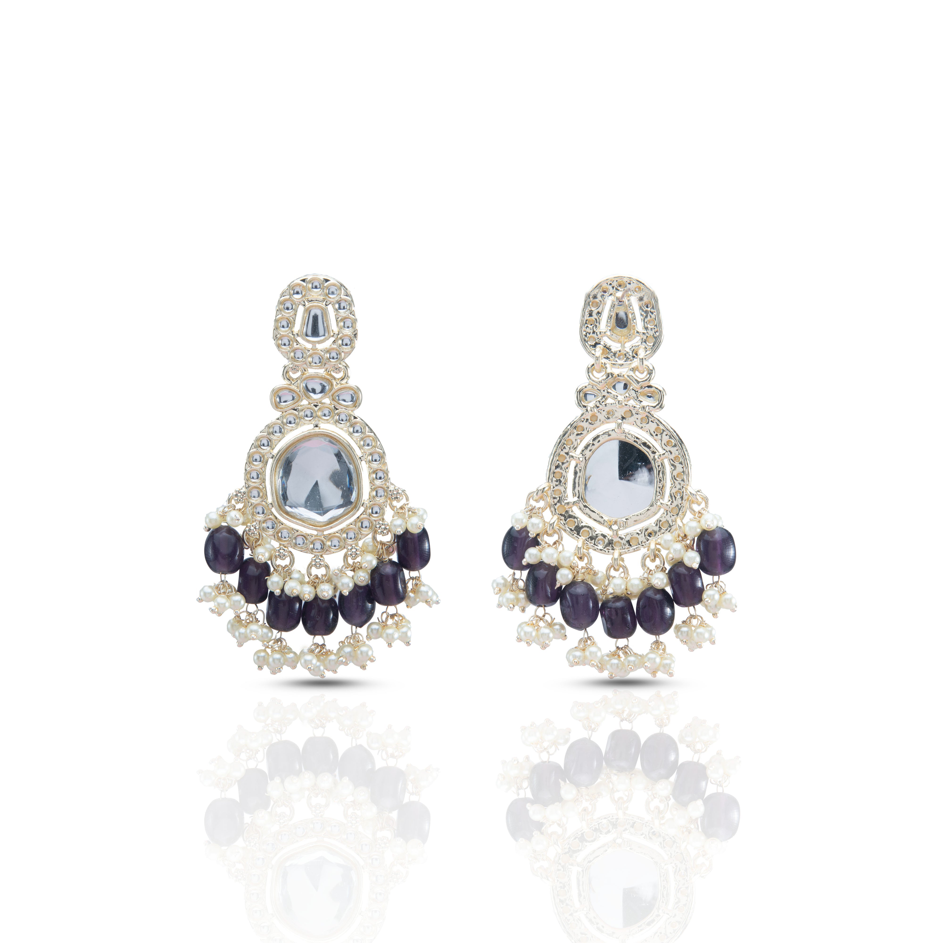 Women's Yashi Plum Kundan Earrings