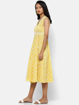 Women's Yellow Casual Regular Fit Printed Dress