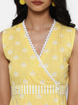 Women's Yellow Casual Regular Fit Printed Dress