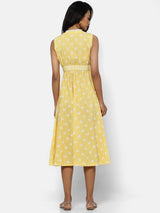 Women's Yellow Casual Regular Fit Printed Dress