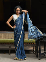 Women's Blue Cotton Saree