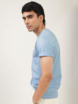 Men's Blue Casual Regular Fit Solid Half Sleeves Tshirt