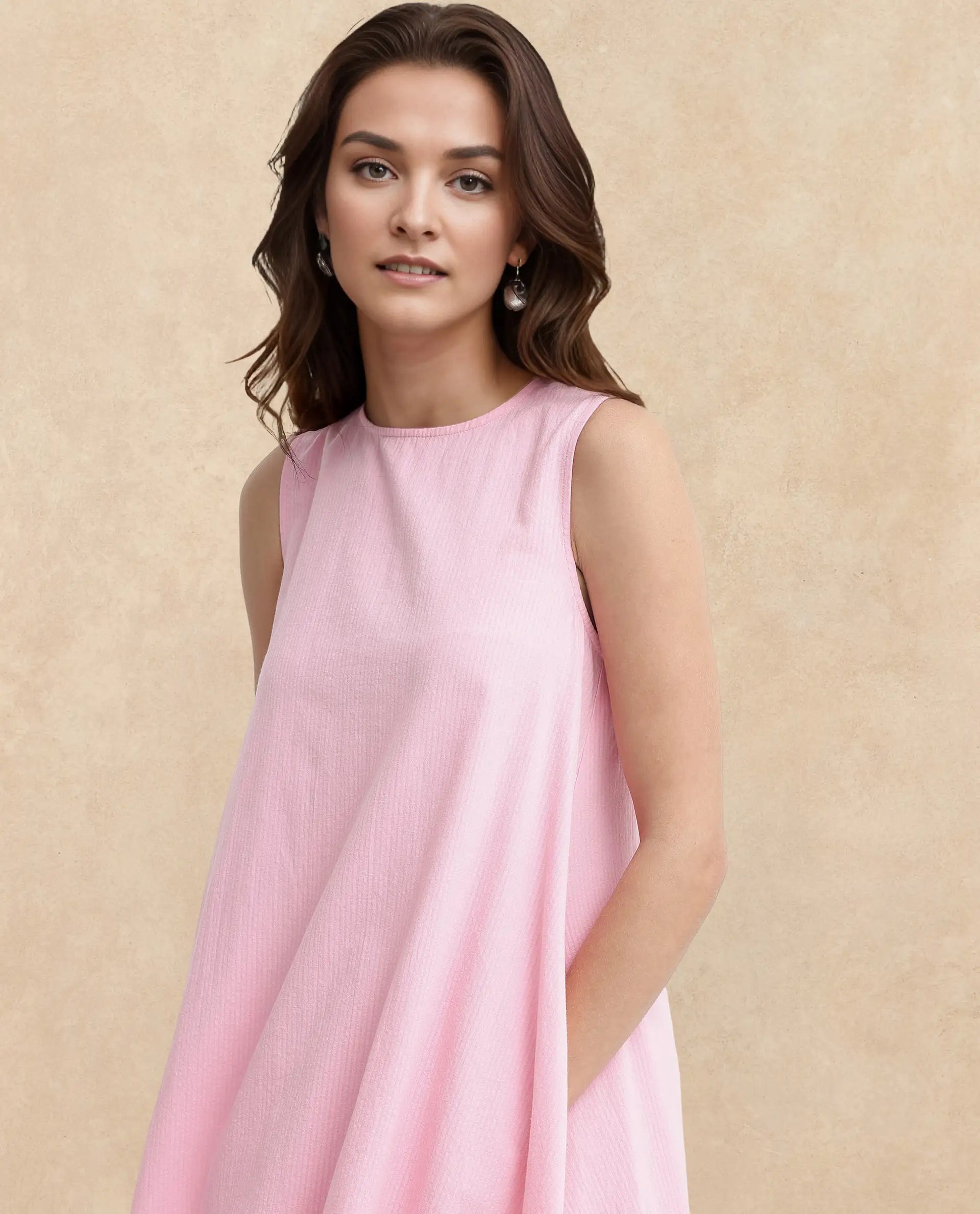 Women's Pink Sleeveless Dress
